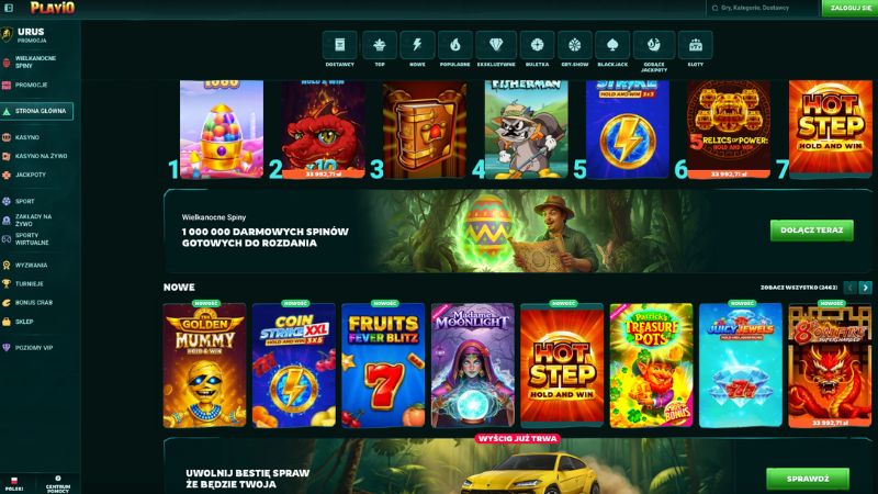 Playio Casino interfejs gier na żywo
