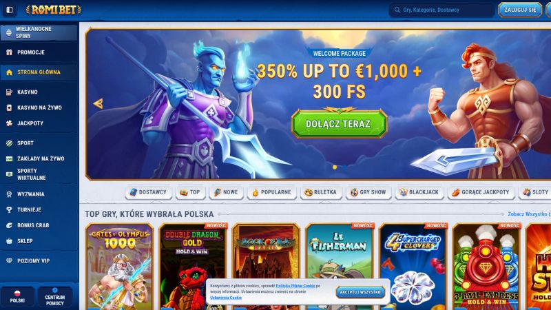 Romibet Casino zrzut ekranu platformy